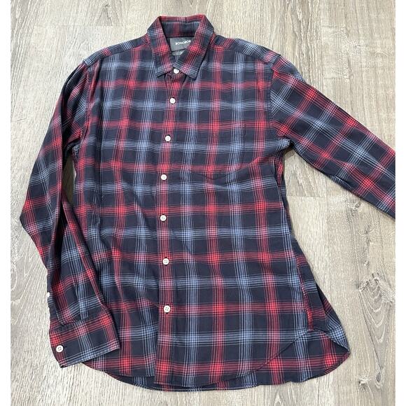 Bonobos Shirt Men’s M Red Blue Plaid Slim Fit Cotton Button Up Long Sleeve Shirt - Picture 12 of 12